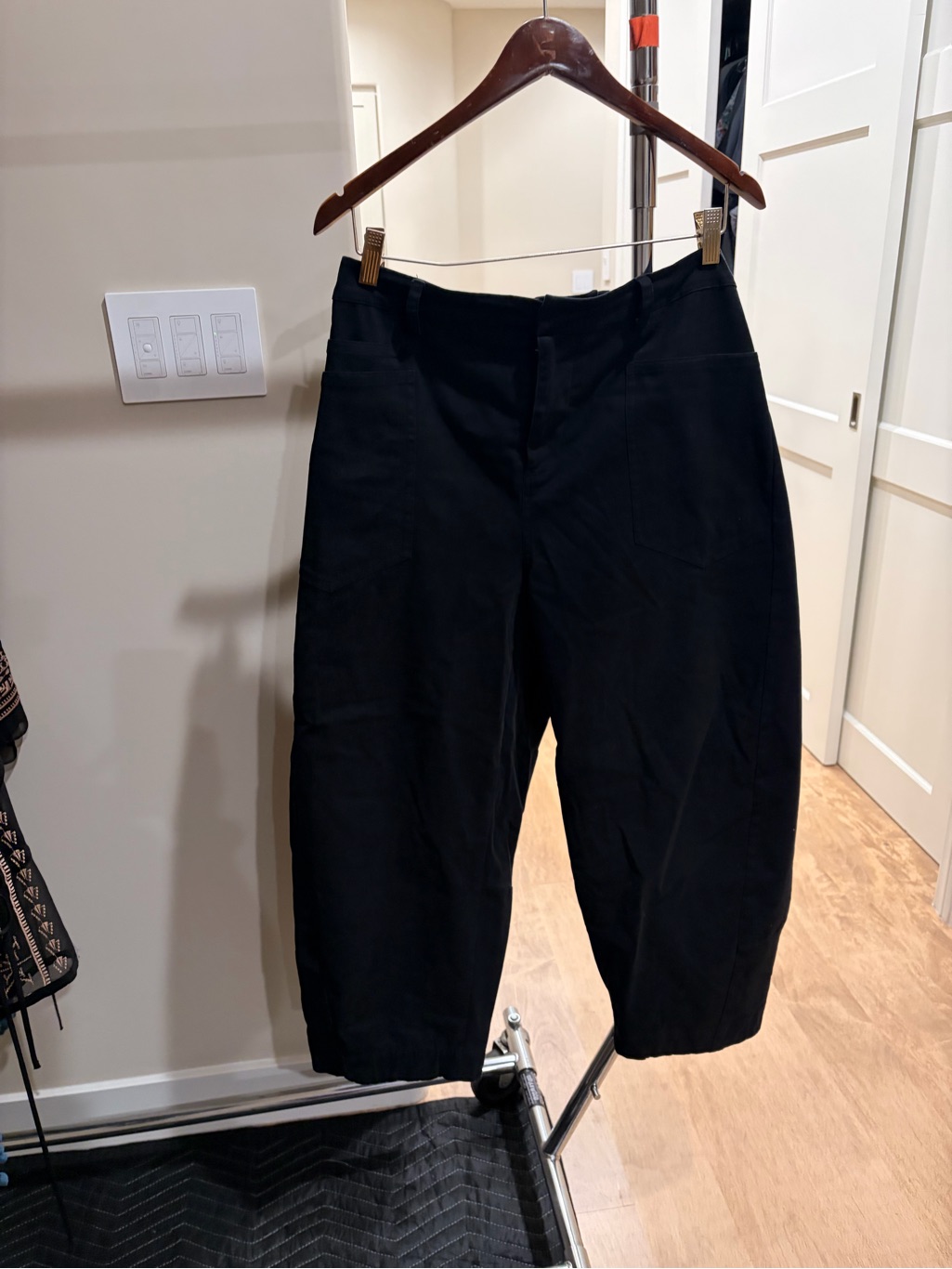 Ruti Classic Black Barrel Leg Black Pant. Cotton